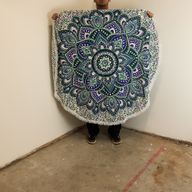 Mala Mandala Okrugla Dekoracija (130cm) – Tirkizna & Plava