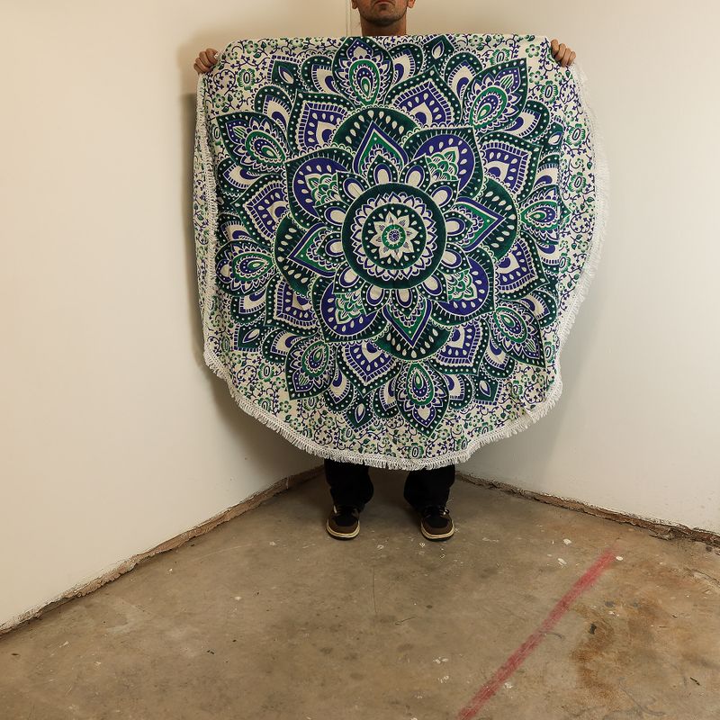 Mala Mandala Okrugla Dekoracija (130cm) – Tirkizna & Plava