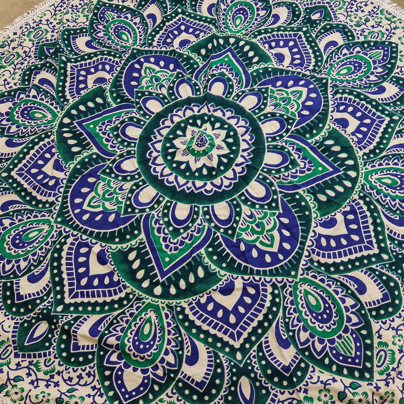 Mala Mandala Okrugla Dekoracija (130cm) – Tirkizna & Plava