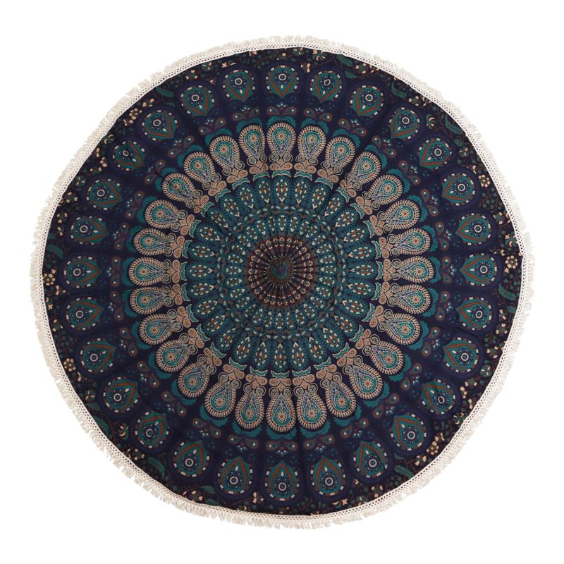 Mala Mandala Okrugla Dekoracija (130cm) – Paunove Plave