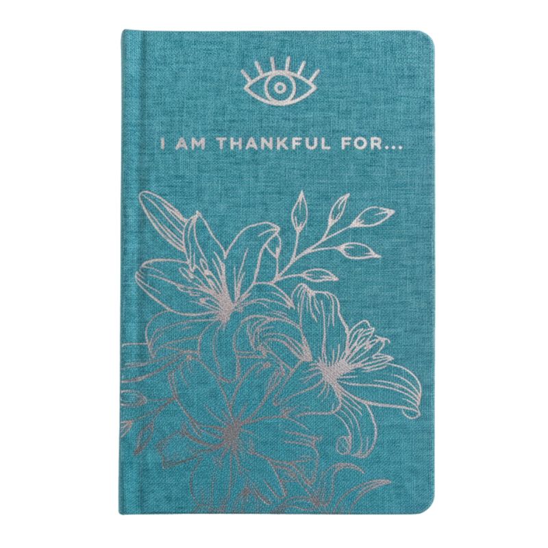 Plavi Dnevnik Zahvalnosti - 120 str. - "I am Thankful For" sa Srebrnim Detaljima - Zlatni Rub - Bogata Crna sa Zlatnim Detaljima