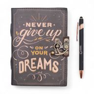 Kožna Bilježnice s Tiskom (7x5") – Never Give Up On Your Dreams – 200 stranica