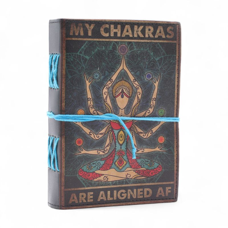 Kožna Bilježnica s Printom (7x5") – My Chakras Are Aligned AF – 200 praznih stranica