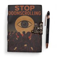 Kožna Bilježnica s Printom (7x5") – Stop Doom Scrolling – 200 praznih stranica