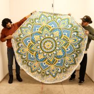 Velika Mandala Okrugla Dekoracija (180cm) – Žuta & Plava