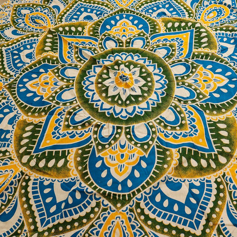 Velika Mandala Okrugla Dekoracija (180cm) – Žuta & Plava