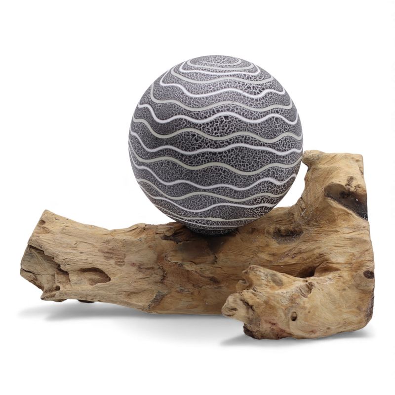 Drift Glow Lampion s Drvenom Bazom – Siva Luna