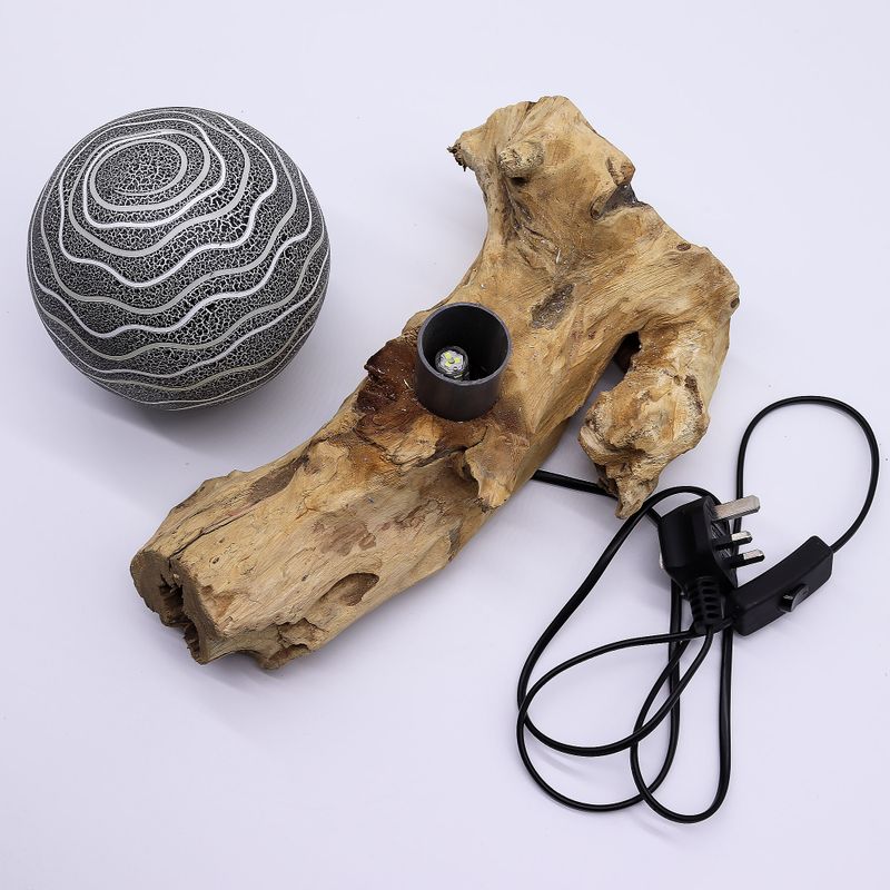 Drift Glow Lampion s Drvenom Bazom – Siva Luna