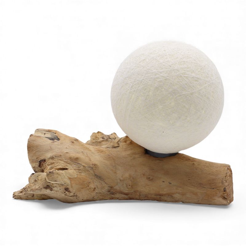 Drift Glow Lampion s Drvenom Bazom – Pamuk Luna – Ivory