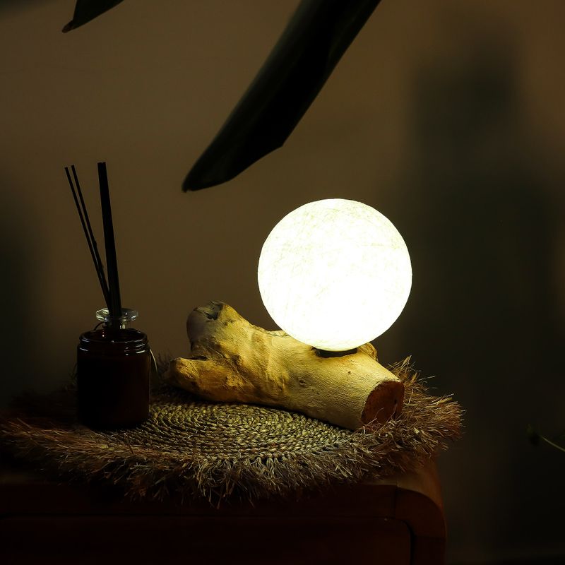 Drift Glow Lampion s Drvenom Bazom – Pamuk Luna – Ivory