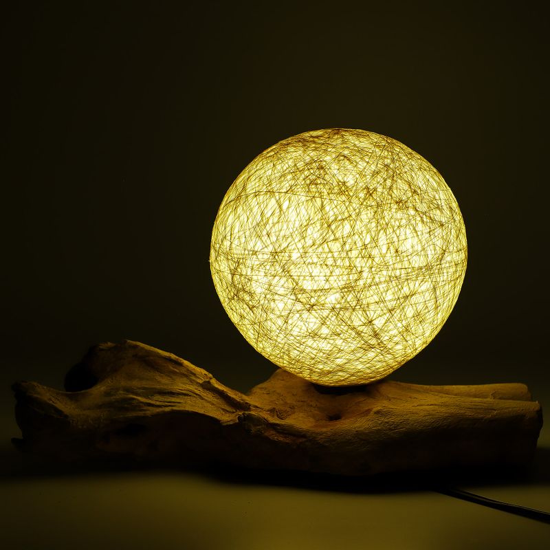 Drift Glow Lampion s Drvenom Bazom – Pamuk Luna – Krem