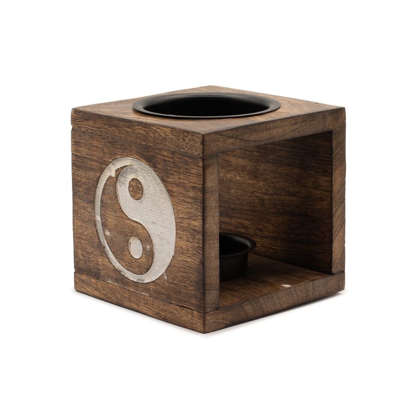 Kockasti Grijač Ulja od Drva Manga - Yin Yang