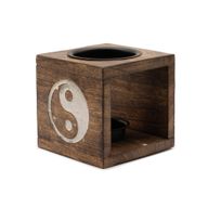 Kockasti Grijač Ulja od Drva Manga - Yin Yang