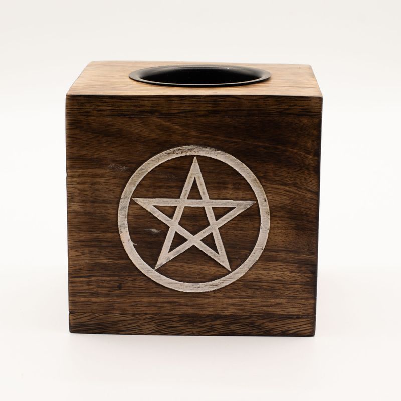 Veliki Kockasti Grijač Ulja od Drva Manga - Pentagram