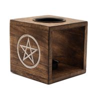 Veliki Kockasti Grijač Ulja od Drva Manga - Pentagram