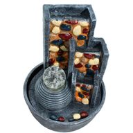 Sobna fontana – Vrt sa zidom od oblutaka i kristalnom kuglom (19x19x28 cm)