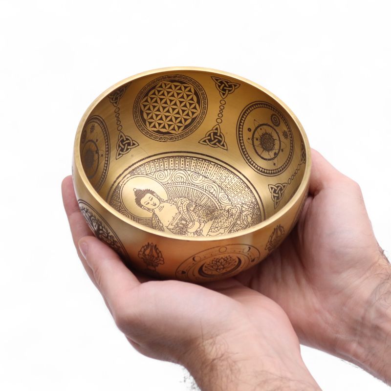 Ugravirani Buda od Čistog Mesinga – Set od 4 – Približno 3,85kg