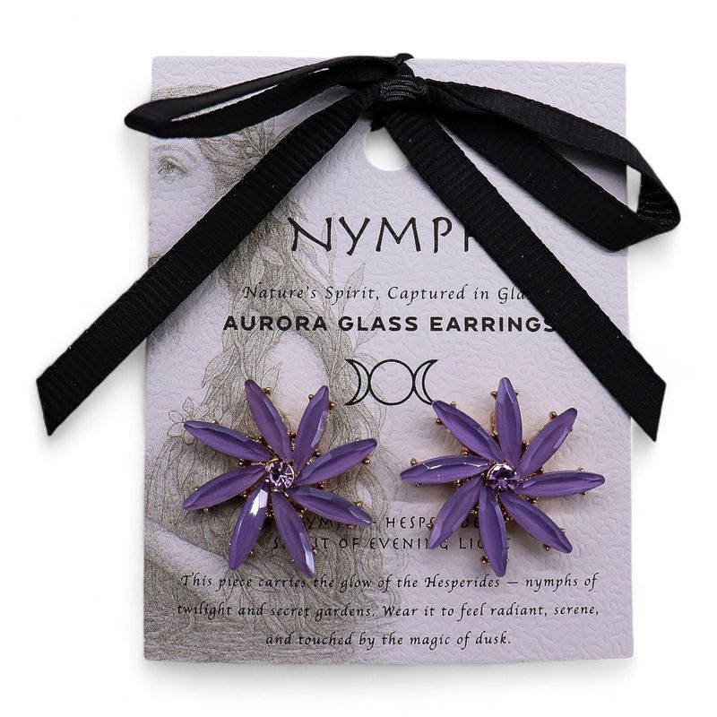 Lavanda - Cvijeće - Naušnice - Vintage Staklo