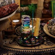 Držač za palo santo štapić & svežanj za kađenje – Mandala – Metalik duga