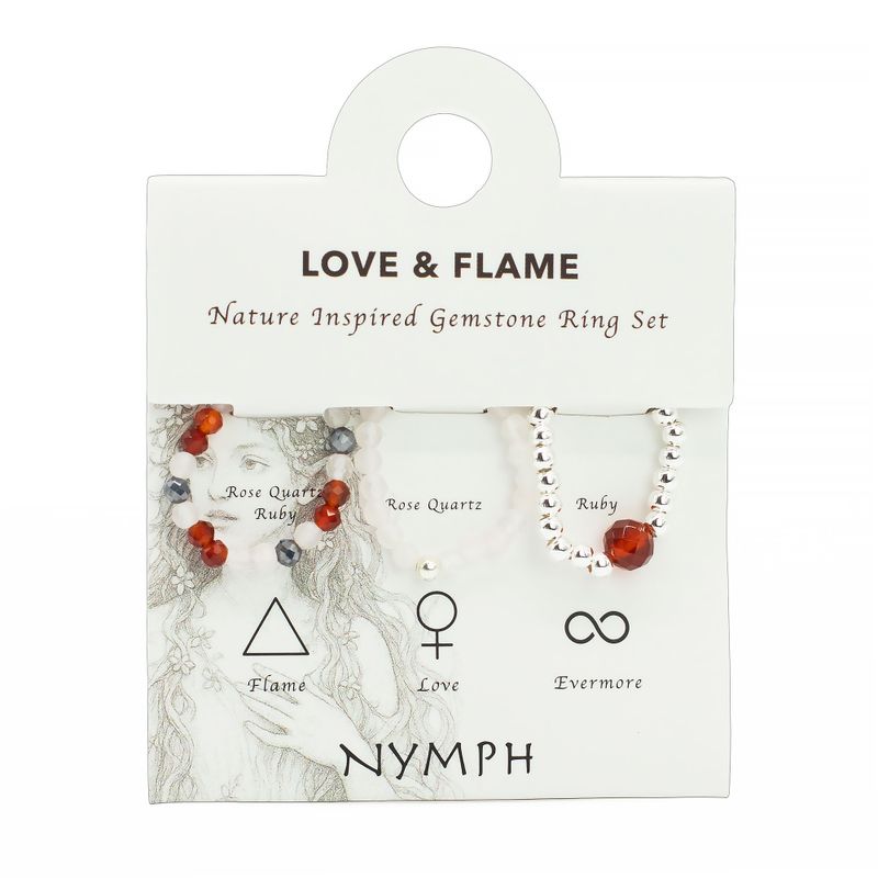 Nymph Spirit set prstenja s prirodnim kamenjem - Love & Flame