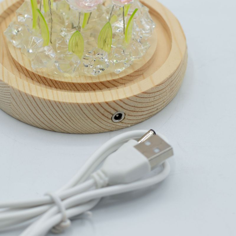 LED cvjetna kupola s 10 roze ruža – USB