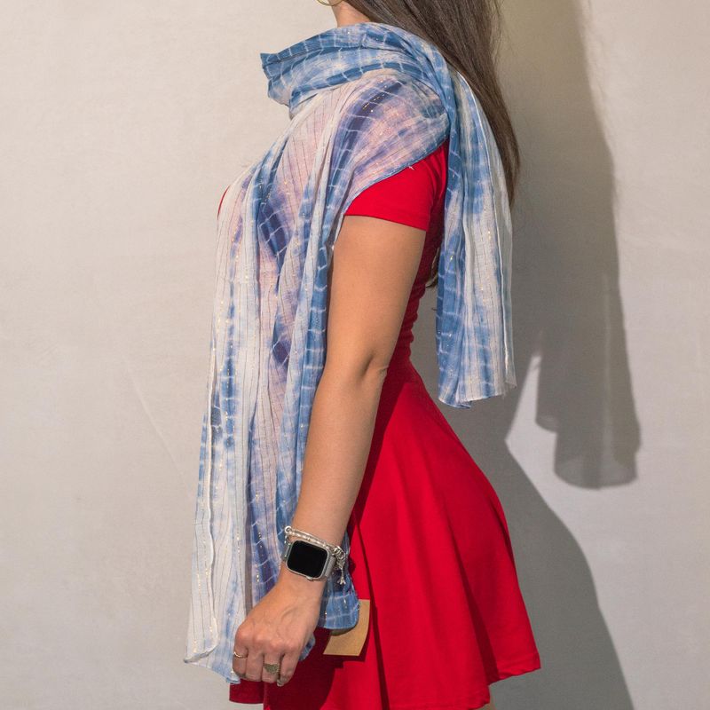 Nomad Sari  - Ljetna šal -  180x50 cm - Zabavni sjaj - Tamnoplava