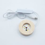 Okruglo drveno USB LED postolje 6cm - Hladno bijelo/Toplo bijelo/ Dnevno svjetlo