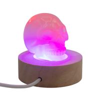 6 cm okrugli drveni USB LED stalak - višebojni
