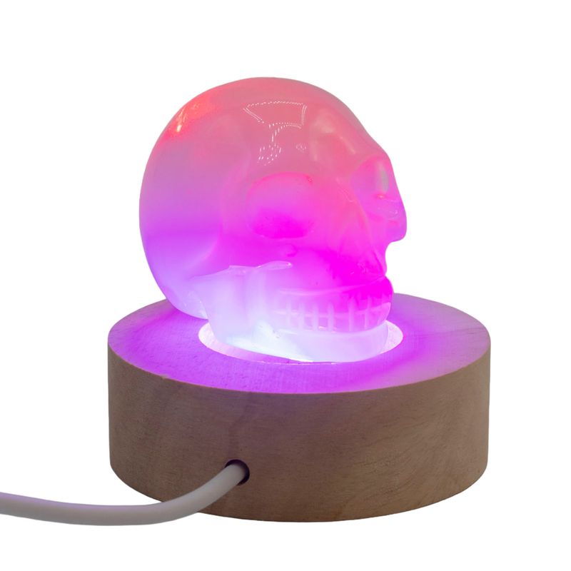 6 cm okrugli drveni USB LED stalak - višebojni