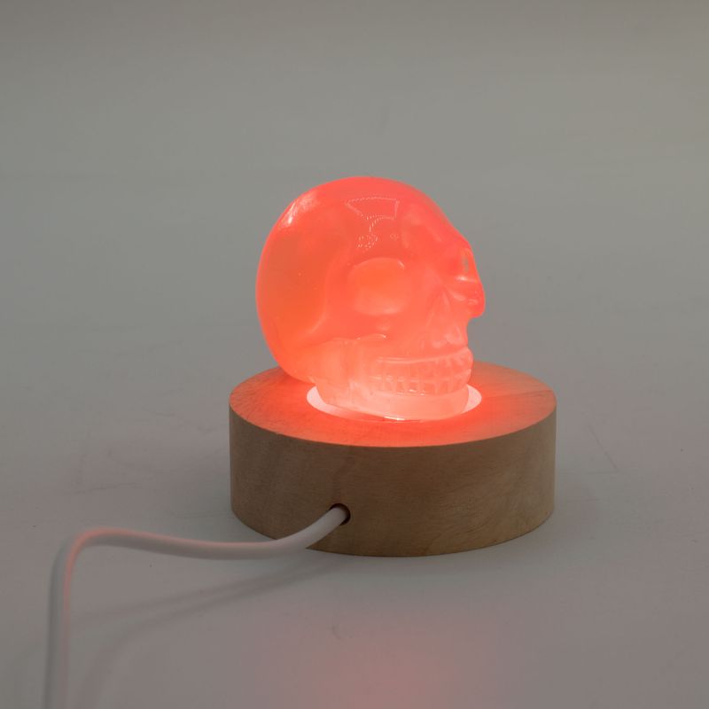6 cm okrugli drveni USB LED stalak - višebojni