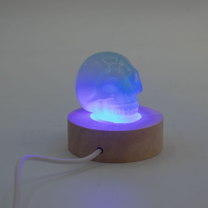 6 cm okrugli drveni USB LED stalak - višebojni