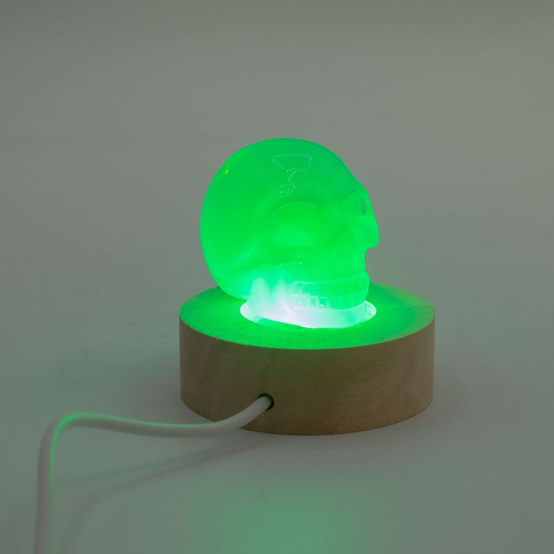 6 cm okrugli drveni USB LED stalak - višebojni