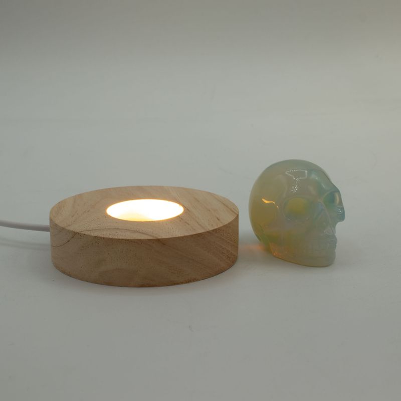 8 cm okrugli drveni USB LED stalak - Hladno/Toplo/Dnevno svjetlo