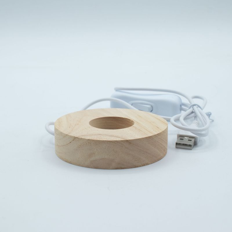 8 cm okrugli drveni USB LED stalak - Hladno/Toplo/Dnevno svjetlo