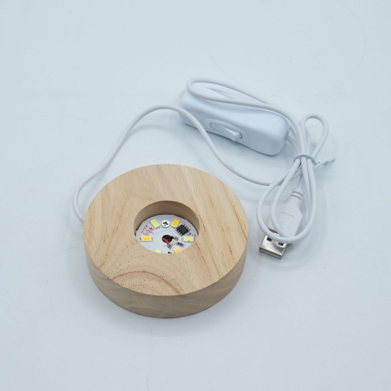 8 cm okrugli drveni USB LED stalak - Hladno/Toplo/Dnevno svjetlo
