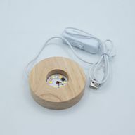 8 cm okrugli drveni USB LED stalak - Hladno/Toplo/Dnevno svjetlo