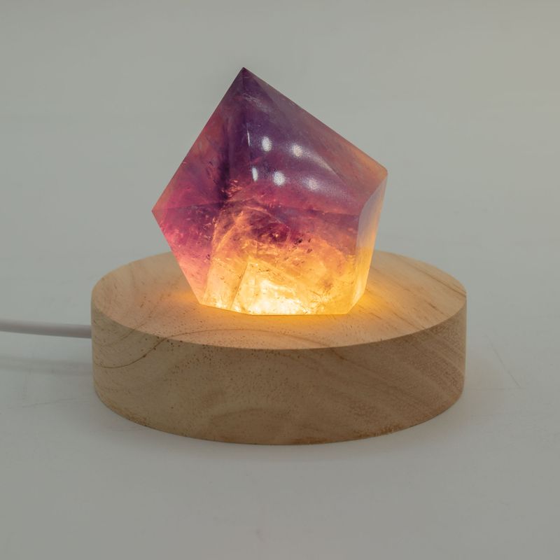 8 cm okrugli drveni USB LED stalak - Hladno/Toplo/Dnevno svjetlo