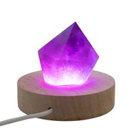 8 cm okrugli drveni USB LED stalak - višebojni