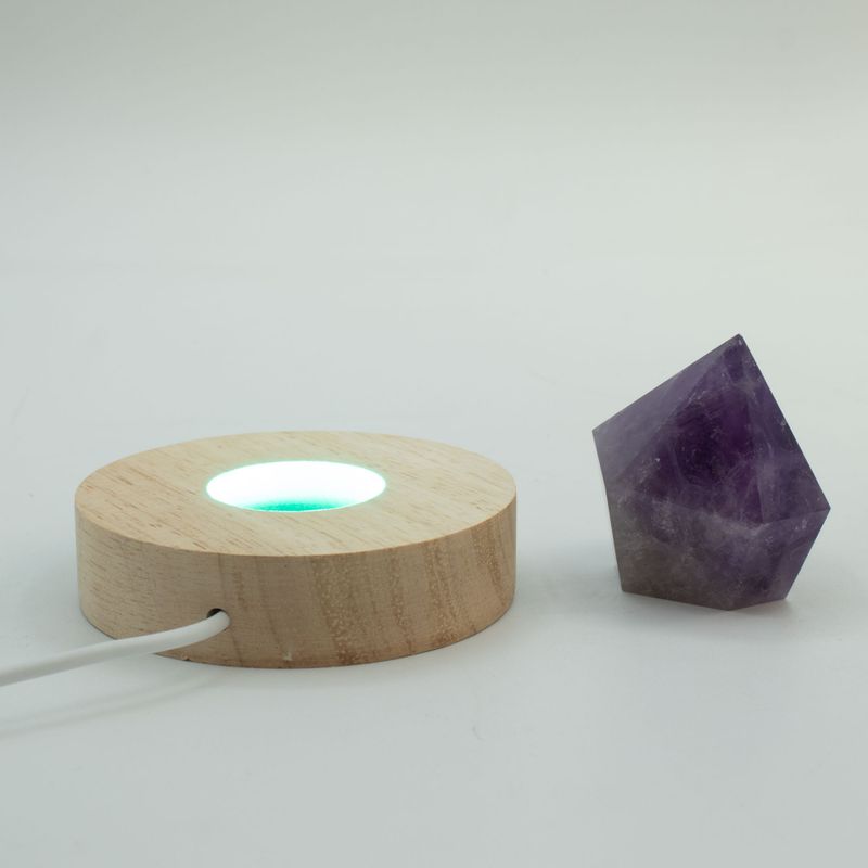 8 cm okrugli drveni USB LED stalak - višebojni
