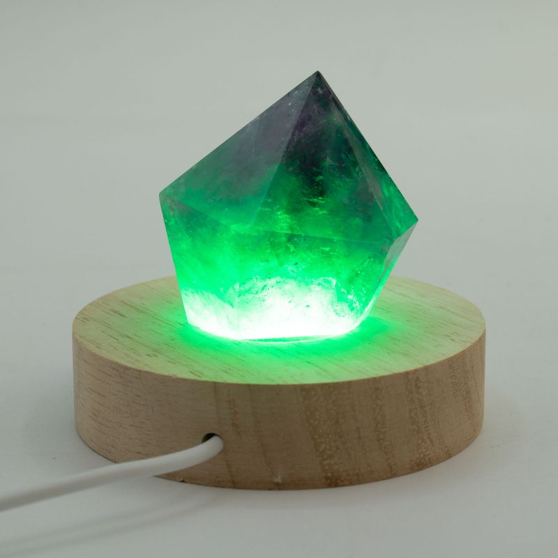 8 cm okrugli drveni USB LED stalak - višebojni