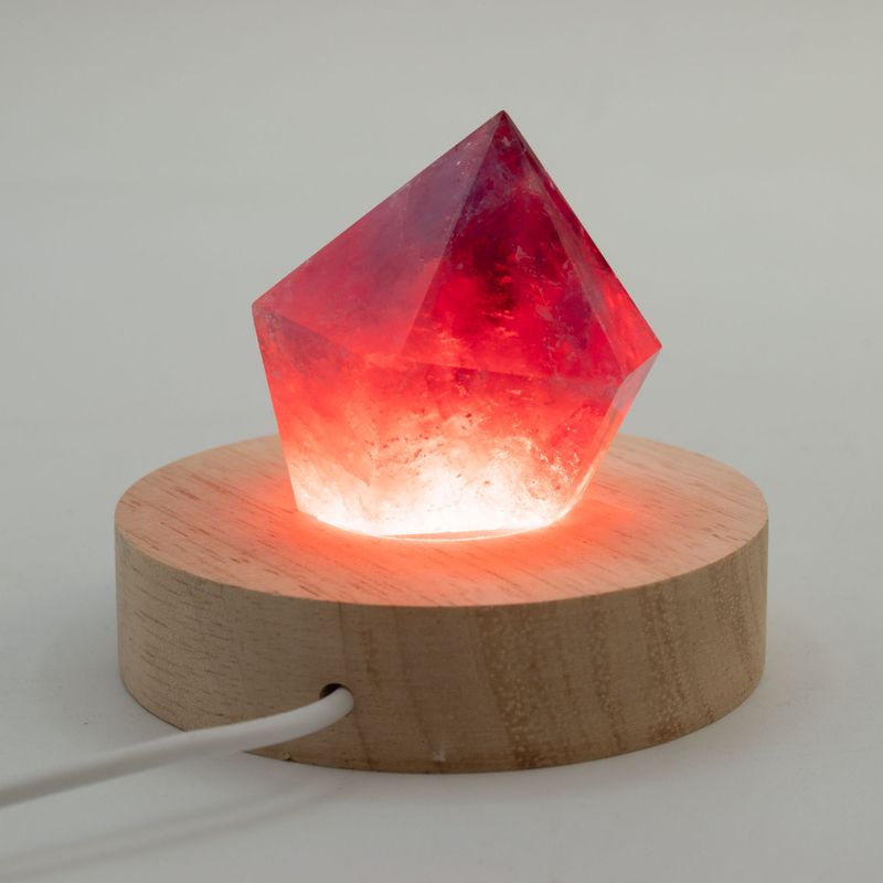 8 cm okrugli drveni USB LED stalak - višebojni