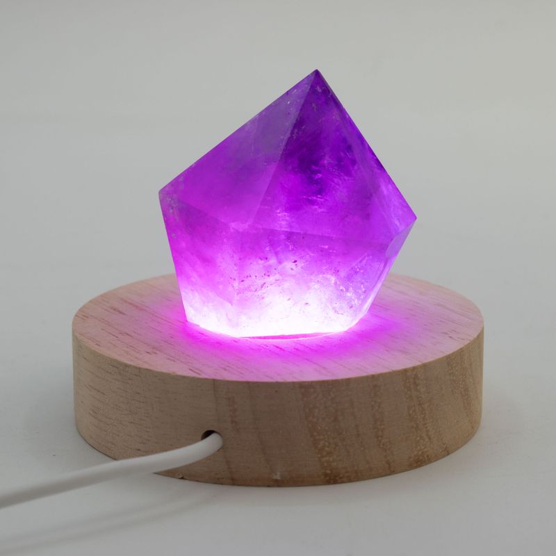 8 cm okrugli drveni USB LED stalak - višebojni