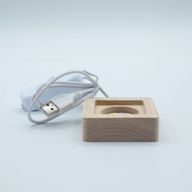 6 cm kvadratni drveni USB LED stalak - hladno/toplo/dnevno svjetlo