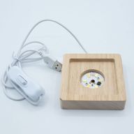 8 cm kvadratni drveni USB LED stalak - Hladno/Toplo/Dnevna svjetlost