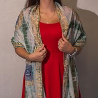 Nomad Sari  - Ljetni šal -  180x50 cm - Marbella uzorak - Zelena s zlatnim obrubom