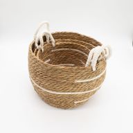 Velike košare od pamuka i morske trave - prirodne pruge - set od 3 (32.5cm 29.5cm 24cm)