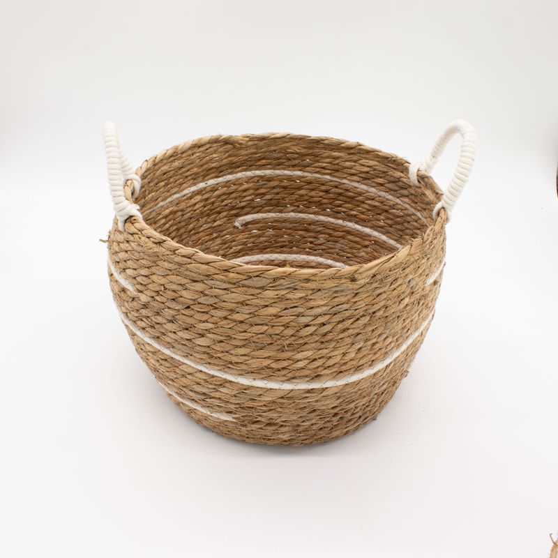 Velike košare od pamuka i morske trave - prirodne pruge - set od 3 (32.5cm 29.5cm 24cm)