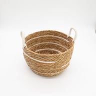 Velike košare od pamuka i morske trave - prirodne pruge - set od 3 (32.5cm 29.5cm 24cm)