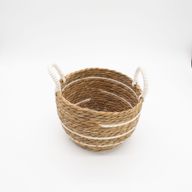 Velike košare od pamuka i morske trave - prirodne pruge - set od 3 (32.5cm 29.5cm 24cm)