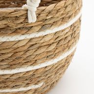 Velike košare od pamuka i morske trave - prirodne pruge - set od 3 (32.5cm 29.5cm 24cm)